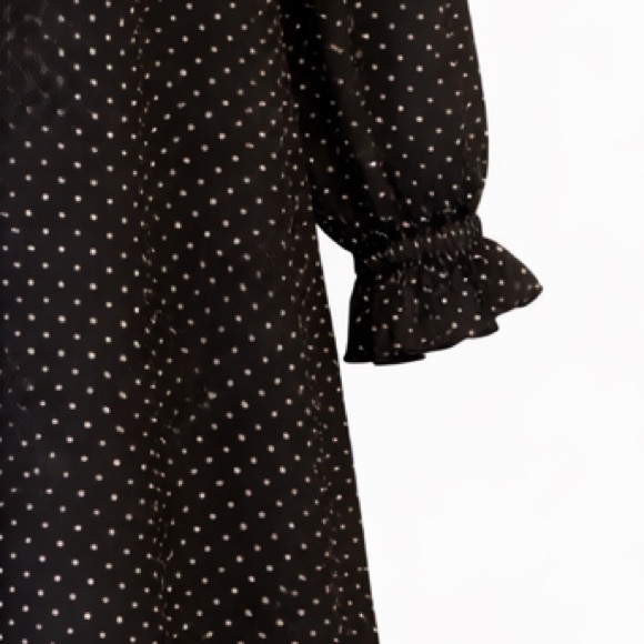 Flirty Black Polka Dot Cold Shoulder Mini Dress - Picture 3 of 11